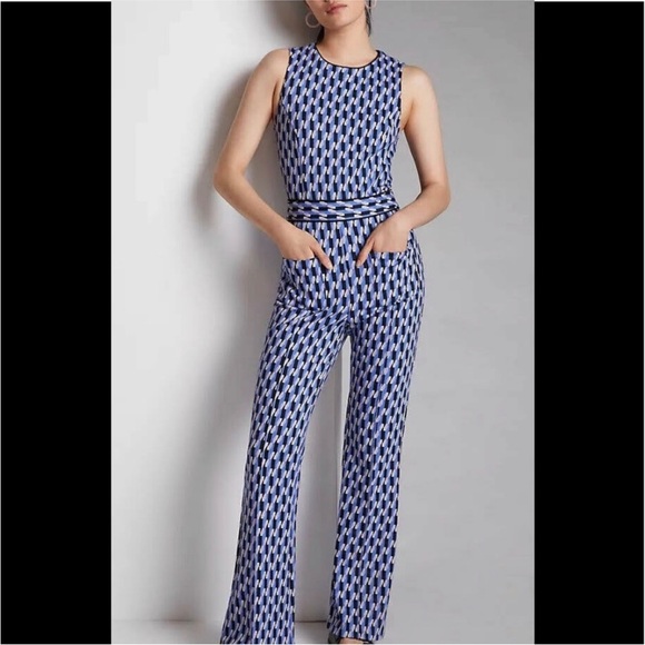 Anthropologie Maeve Ponte Wide Leg Jumpsuit With Pockets Size Large - Picture 3 of 7